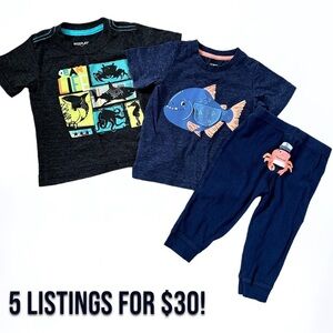 12 month baby boy 3 piece sea animals matching outfit set